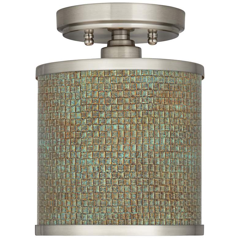 Image 1 Interweave Patina Cyprus 7 inch Wide Brushed Nickel Ceiling Light