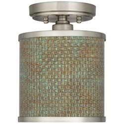 Interweave Patina Cyprus 7&quot; Wide Brushed Nickel Ceiling Light