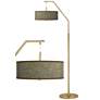 Interweave Patina Giclee Warm Gold Arc Floor Lamp