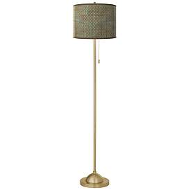 Image2 of Interweave Patina Giclee Warm Gold Stick Floor Lamp