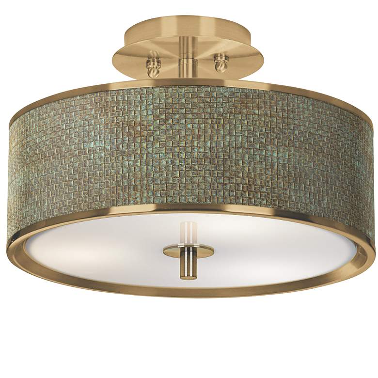Image 1 Interweave Patina Gold 14" Wide Ceiling Light