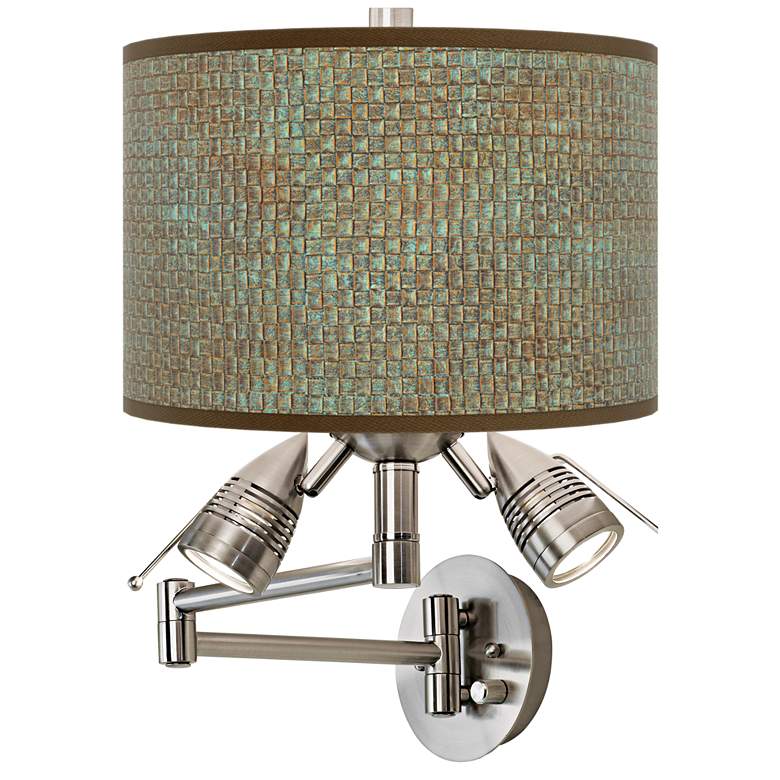 Image 1 Interweave Patina Modern Plug-In Swing Arm Wall Lamp with Side Lights