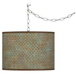Interweave Patina Shade 13 1/2&quot; Wide Swag Plug-In Chandelier