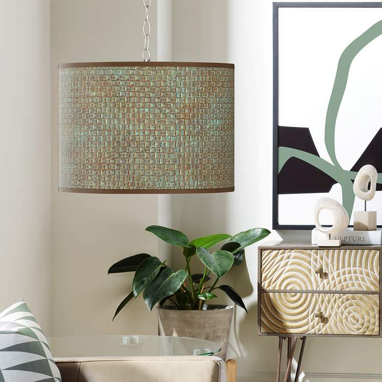 Image 1 Interweave Patina Shade 13 1/2" Wide Swag Plug-In Chandelier