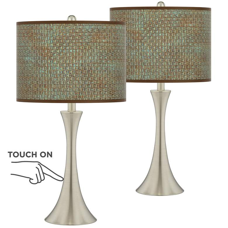 Image 1 Interweave Patina Trish Brushed Nickel Touch Table Lamps Set of 2