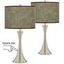Interweave Patina Trish Brushed Nickel Touch Table Lamps Set of 2