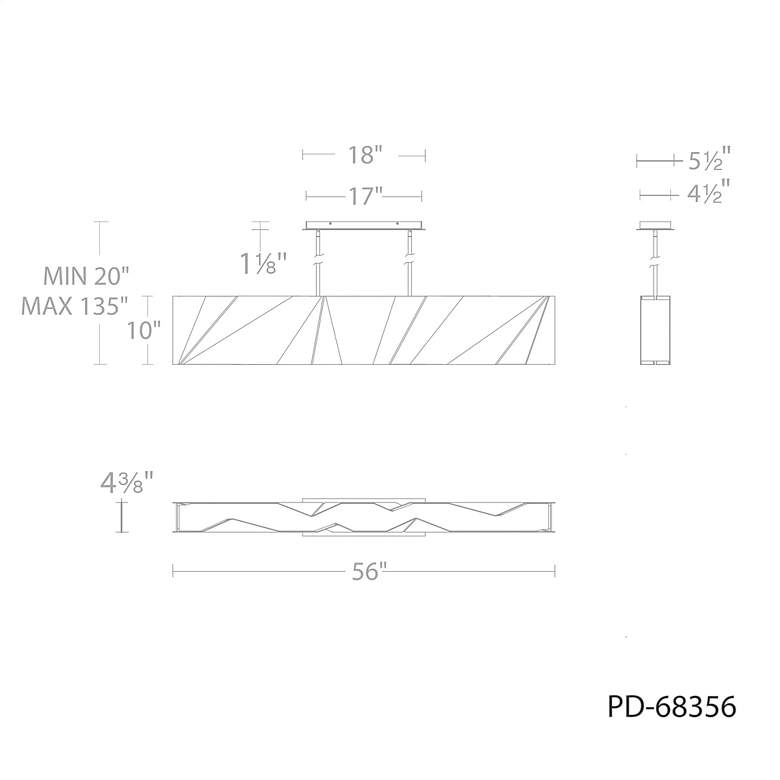 Image 4 Intrasection 10"H x 56"W 1-Light Linear Chandelier in Black more views