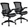 Intrepid Black Faux Leather Adjustable Office Chair Set of 2