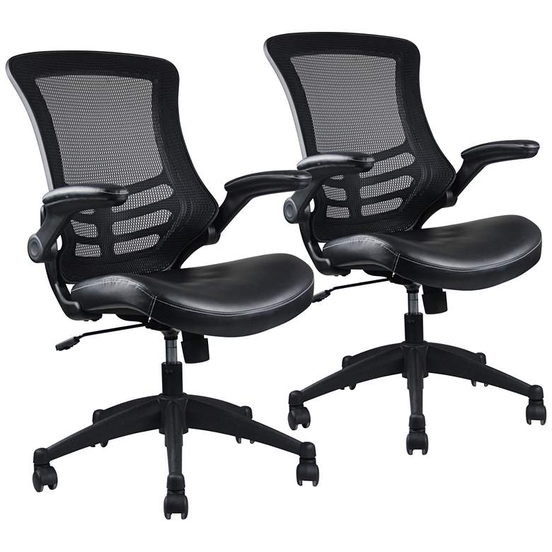 Image 1 Intrepid Black Faux Leather Adjustable Office Chair Set of 2