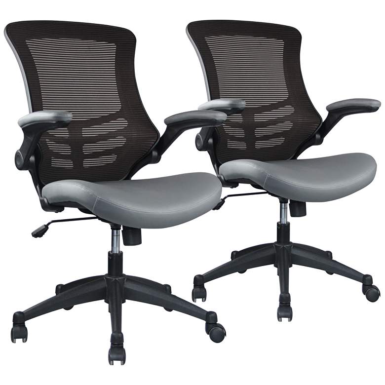 Image 1 Intrepid Coffee and Gray Adjustable Office Chair Set of 2