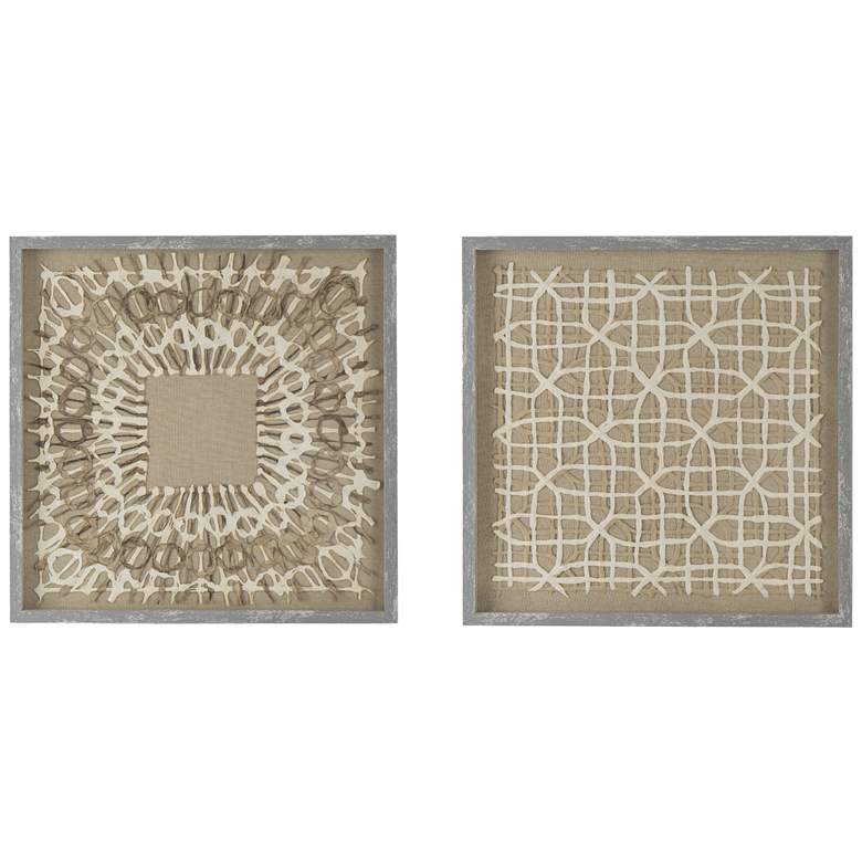 Image 1 Intricate 23.6" x 23.6" Grey & White Abstract Shadow Box - Se