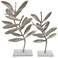 Intrinsic Leaf Silver & White Aluminum Statuaries - Set of 2