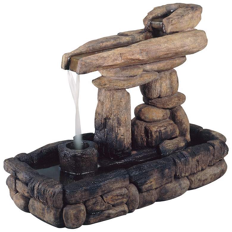 Image 1 Inukshuk Stone Formation 33" Wide Rustic Fountain