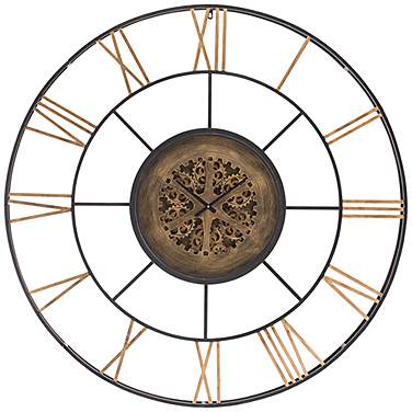 Inverness Antique Black and Gold 56" Round Gear Wall Clock