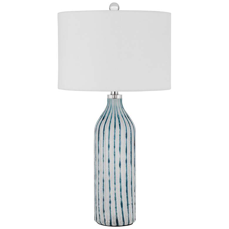 Image 2 Inveruno Aqua Gray Striped Glass Bottle Table Lamp
