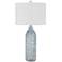 Inveruno Aqua Gray Striped Glass Bottle Table Lamp