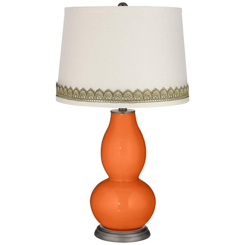 Image 1 Invigorate Double Gourd Table Lamp with Scallop Lace Trim