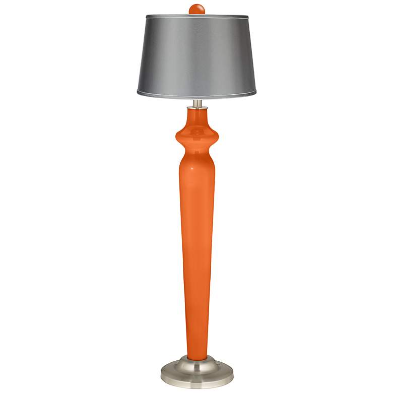 Image 1 Invigorate Satin Gray Lido Floor Lamp with Color Finial