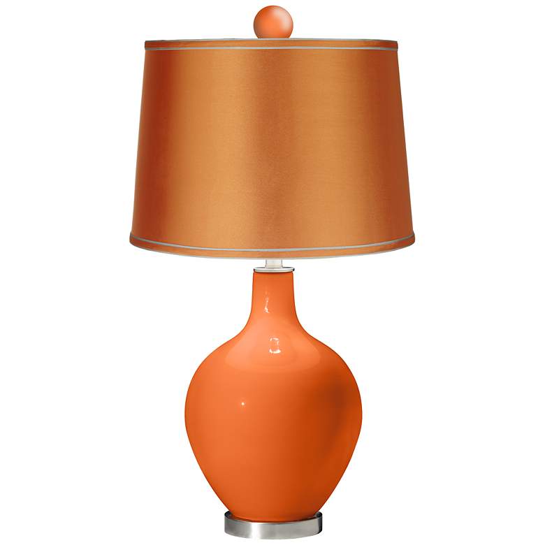 Image 1 Invigorate - Satin Orange Ovo Lamp with Color Finial