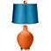 Invigorate - Satin Turquoise Ovo Lamp with Color Finial