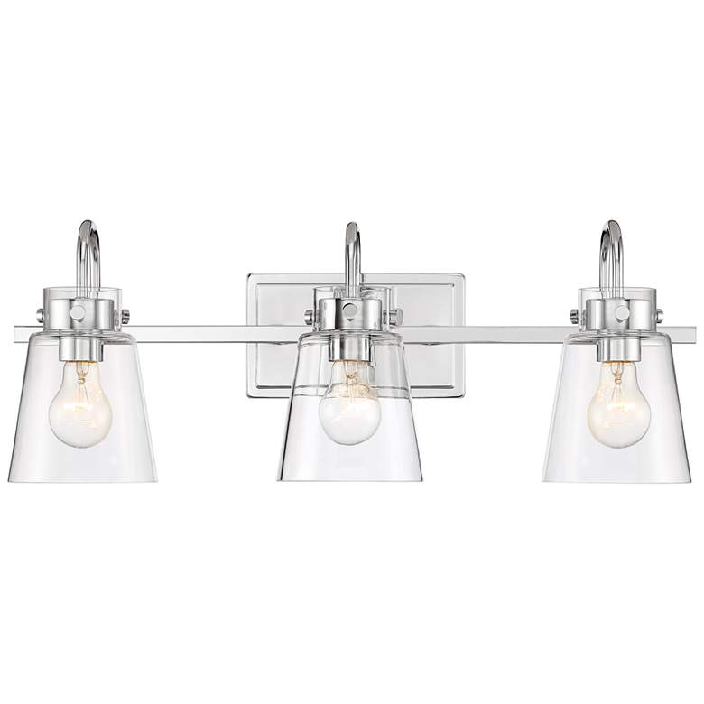 Image 1 Inwood 24 inch Wide Chrome and Clear Glass 3-Light Vanity Bath Light