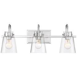Inwood 24&quot; Wide Chrome and Clear Glass 3-Light Vanity Bath Light