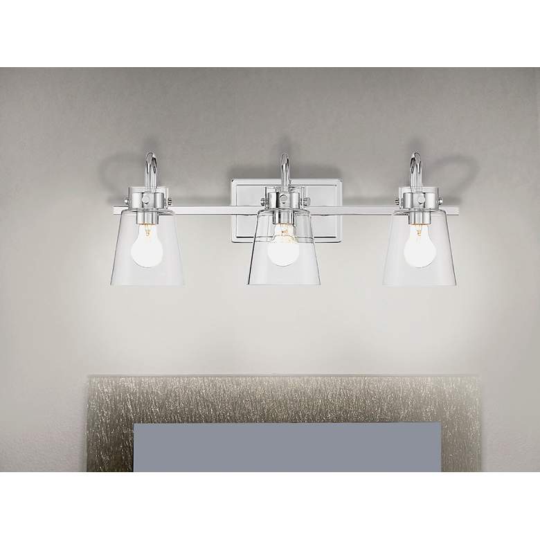 Image 2 Inwood 24" Wide Chrome and Clear Glass 3-Light Vanity Bath Light