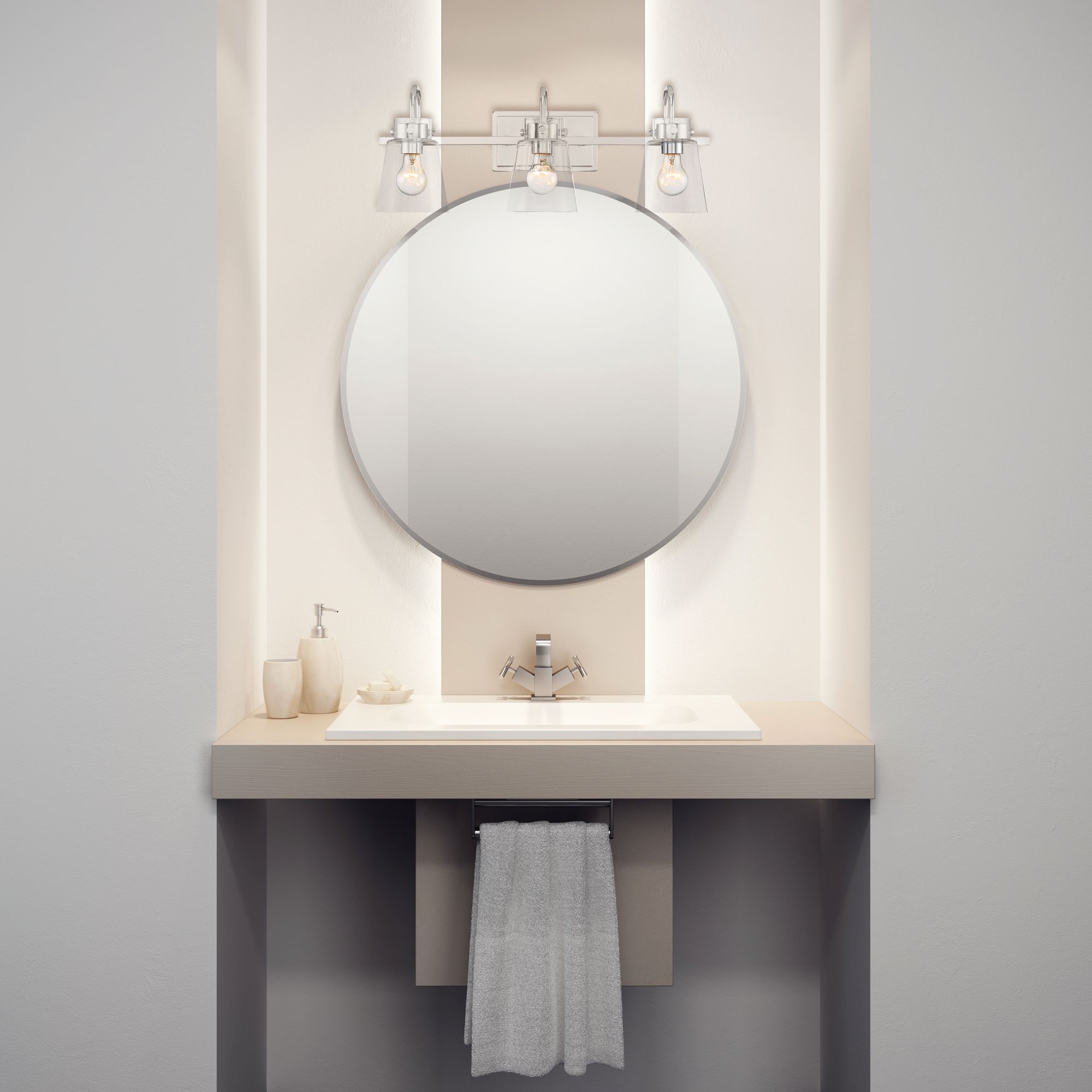 Inwood 24" Wide Chrome and Clear Glass 3-Light Vanity Bath Light in scene