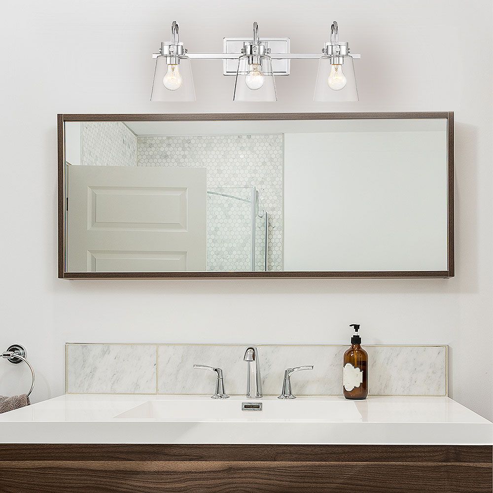Image 5 Inwood 24" Wide Chrome and Clear Glass 3-Light Vanity Bath Light more views