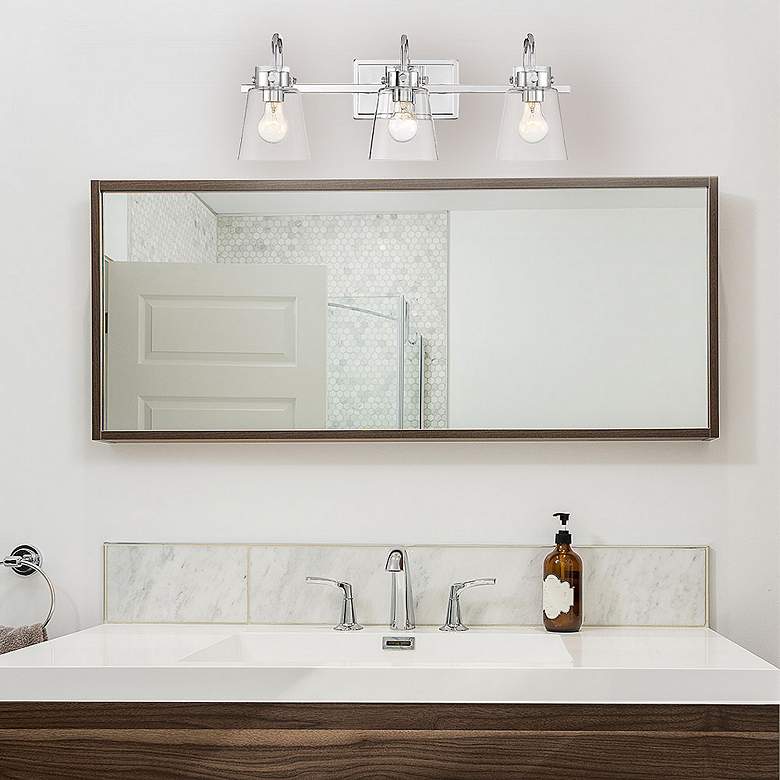 Image 5 Inwood 24" Wide Chrome and Clear Glass 3-Light Vanity Bath Light more views