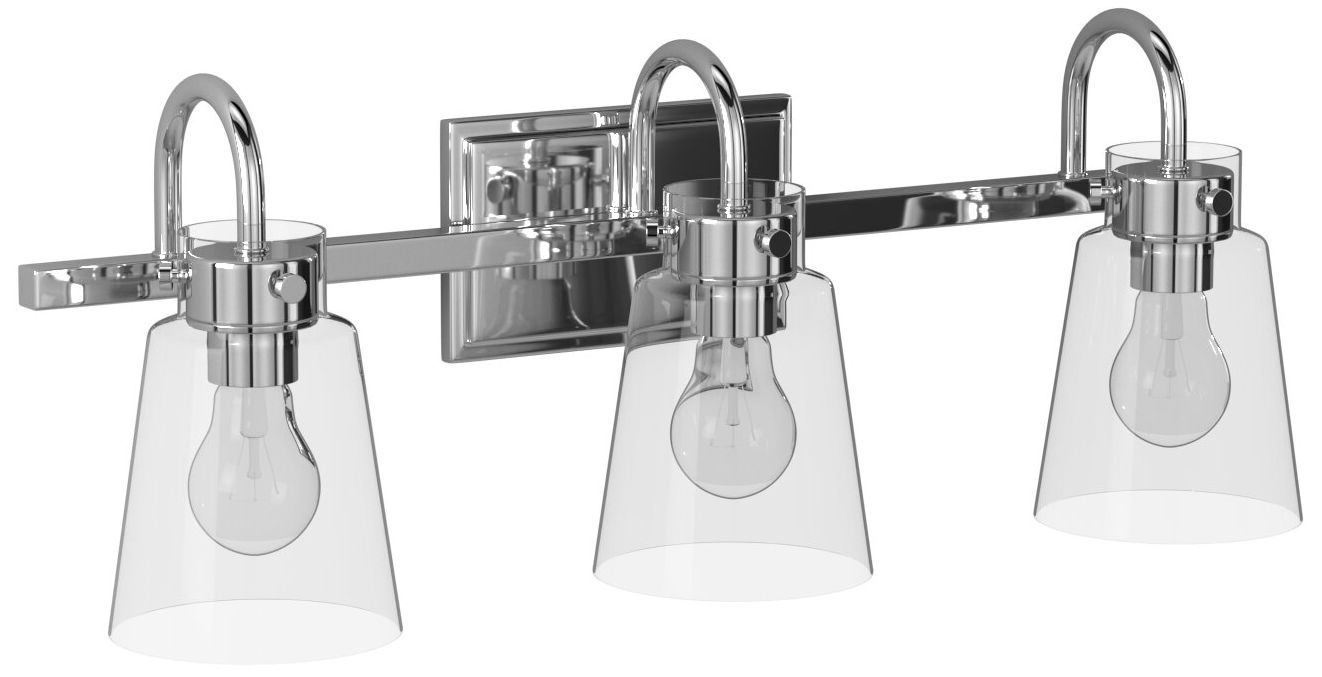 Inwood 24" Wide Chrome and Clear Glass 3-Light Vanity Bath Light in scene