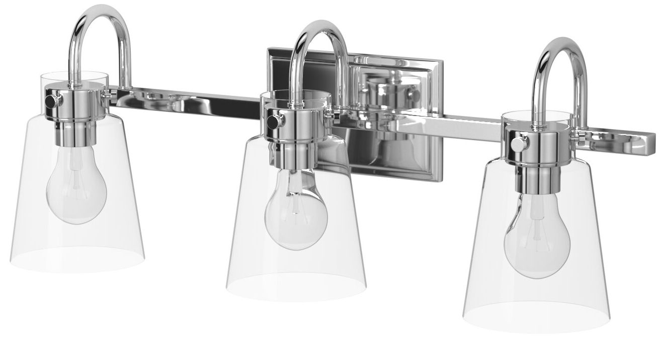 Inwood 24" Wide Chrome and Clear Glass 3-Light Vanity Bath Light in scene