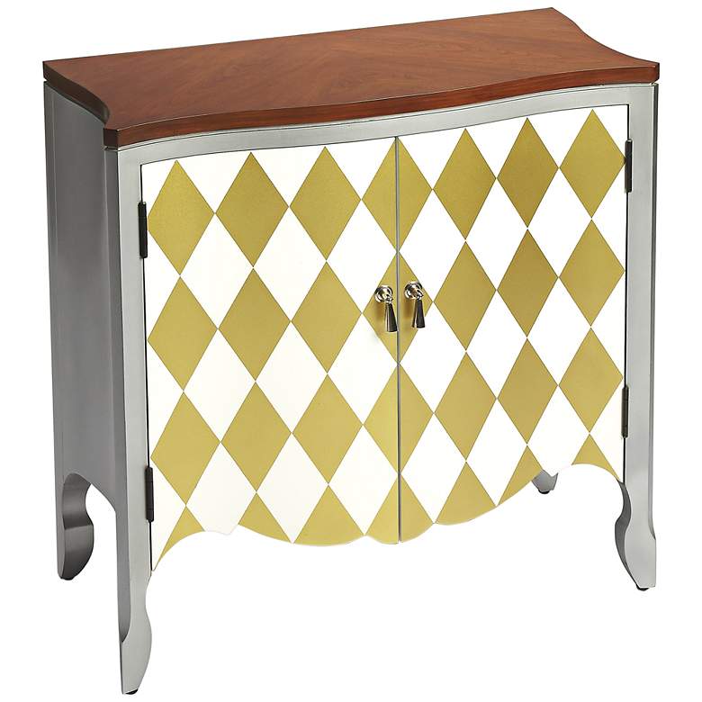 Image 1 Iola 30 inch Wide Gold and White Harlequin Cherry Top Table