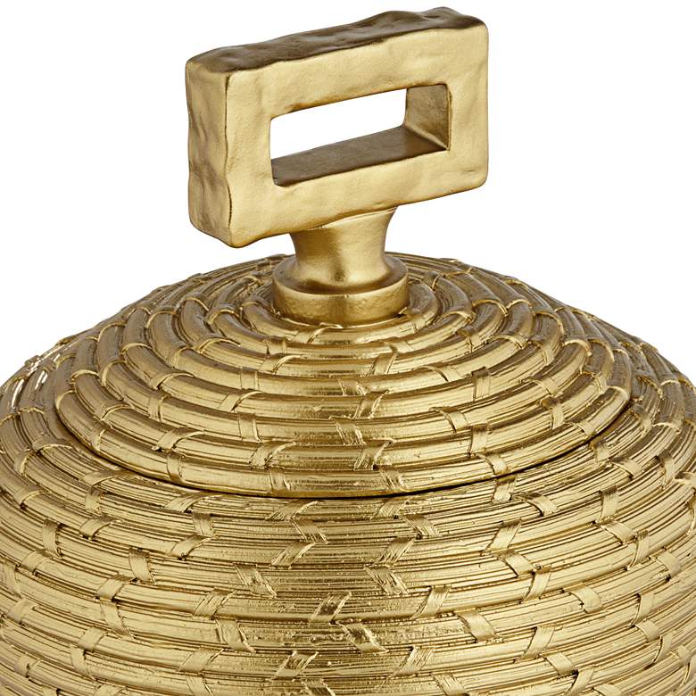 Image 2 Ipanema Shiny Gold Decorative Round Jewelry Box with Handle more views