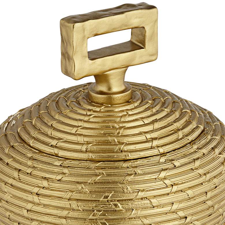 Image 3 Ipanema Shiny Gold Decorative Round Jewelry Box with Handle more views