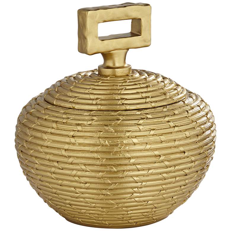 Image 3 Ipanema Shiny Gold Decorative Round Jewelry Box with Handle more views