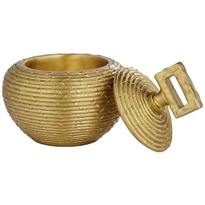 Image 4 Ipanema Shiny Gold Decorative Round Jewelry Box with Handle more views