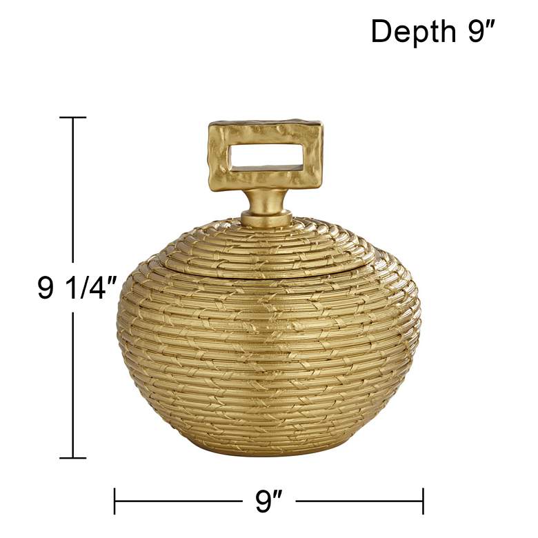 Image 6 Ipanema Shiny Gold Decorative Round Jewelry Box with Handle more views