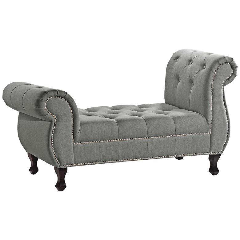 Image 1 Ipswich 54 1/2 inch Wide Gray Linen Scroll Arm Bench