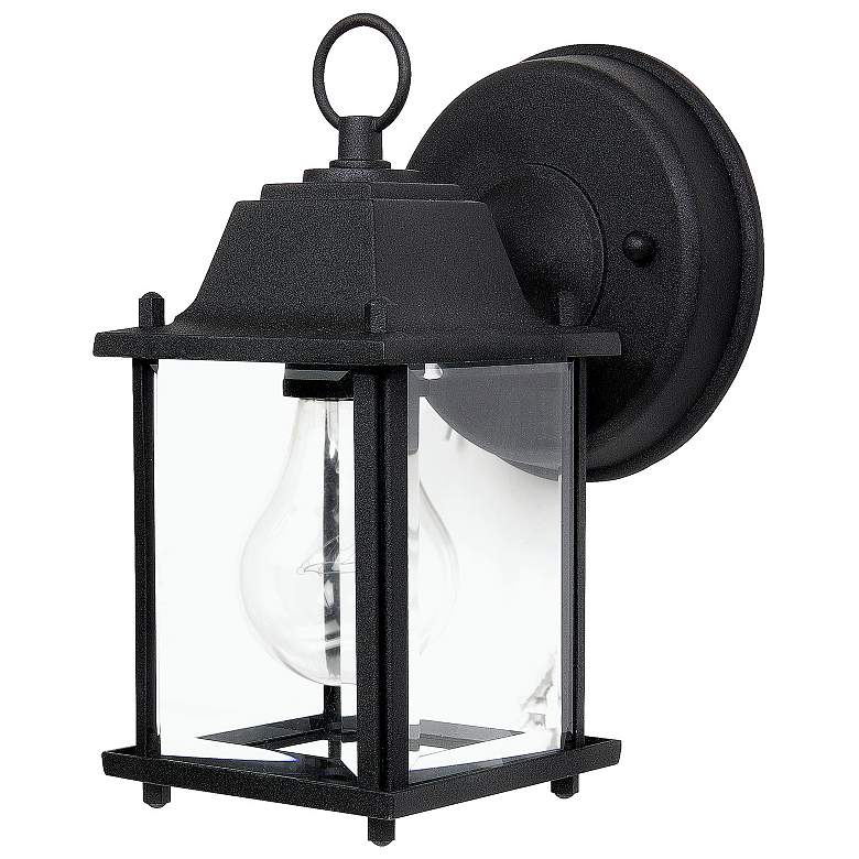 Image 1 Ipswich 8 1/4" High Black Metal Outdoor Lantern Wall Light