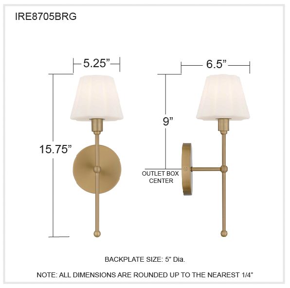 Irena 1-Light Brushed Gold Wall Sconce