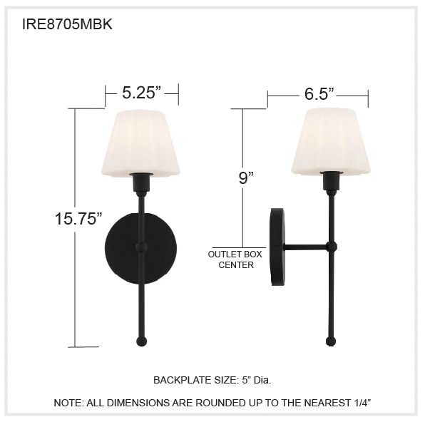 Irena 1-Light Matte Black Wall Sconce