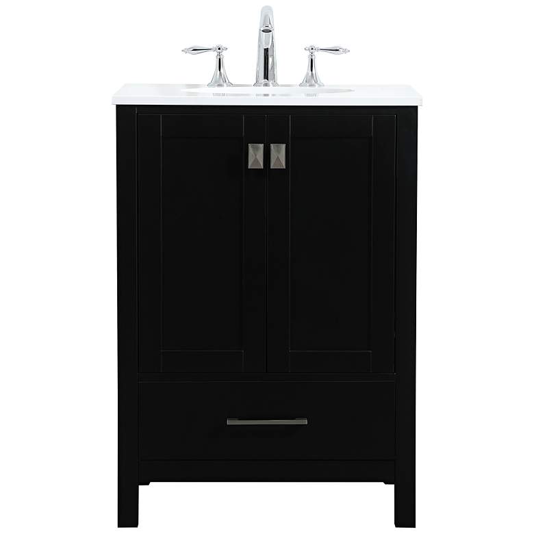 Image 2 Irene 24" Wide Black 1-Drawer Single Sink Bathroom Vanity