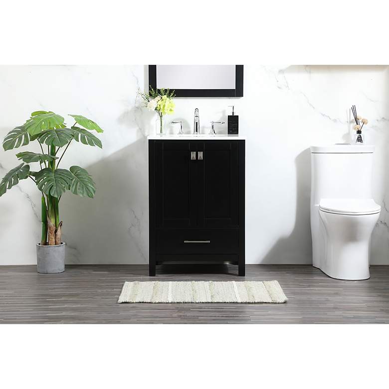 Image 3 Irene 24" Wide Black 1-Drawer Single Sink Bathroom Vanity more views