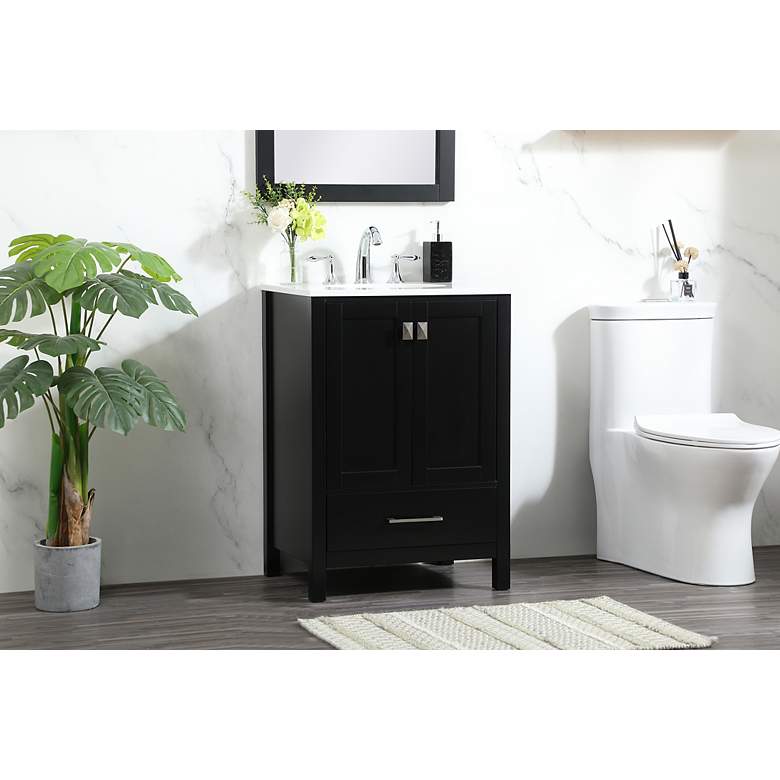 Image 4 Irene 24" Wide Black 1-Drawer Single Sink Bathroom Vanity more views