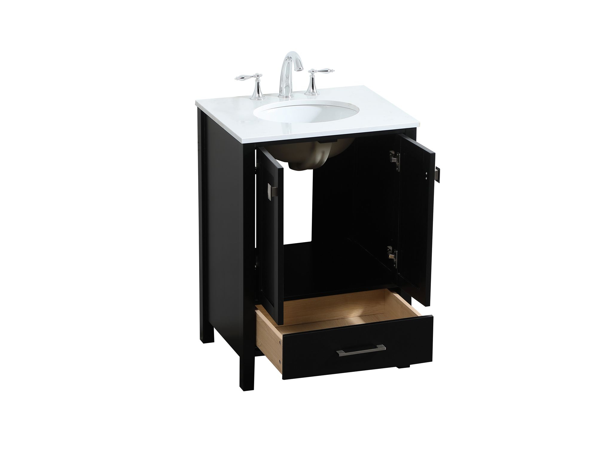 Irene 24" Wide Black 1-Drawer Single Sink Bathroom Vanity