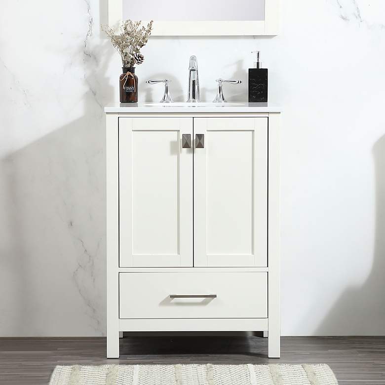 Image 1 Irene 24" Wide White 2-Door Single Sink Bathroom Vanity