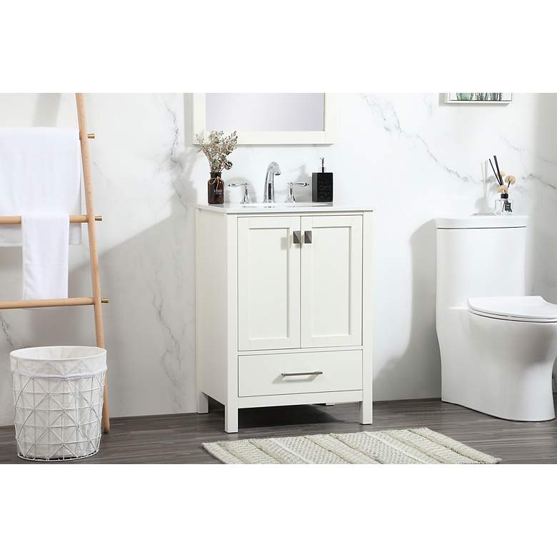 Image 3 Irene 24" Wide White 2-Door Single Sink Bathroom Vanity more views