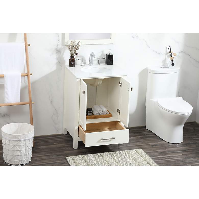 Image 4 Irene 24" Wide White 2-Door Single Sink Bathroom Vanity more views