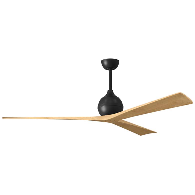 Image 1 Irene.3 48"W 3 Blade Matte Black Paddle Fan w/ Light Maple Blades
